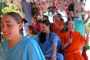 Performers on the Sri Chinmoy Centre float in the Christchurch Santa Parade