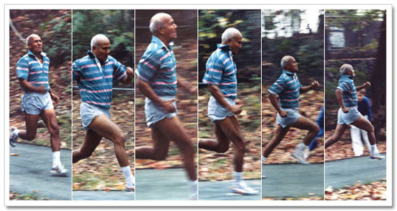 Sri Chinmoy sprinting